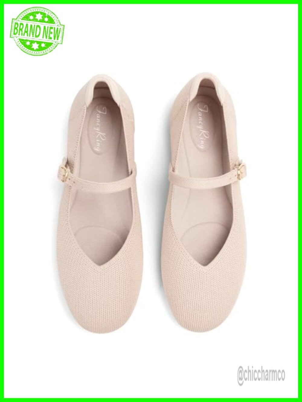 Women's Knit Mary Jane Ballet Flats with Adjustable Strap, Memory Foam Insoles,